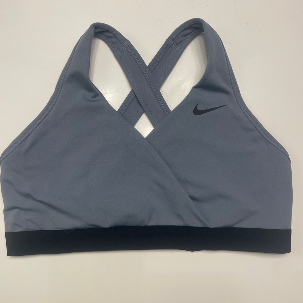 Nike Gray and Black Cross-Back Sports Bra